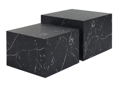 Tables basses gigognes design effet marbre noir (lot de 2) CALLA