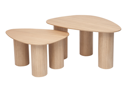 Tables basses gigognes design en bois clair (lot de 2) FOLEEN