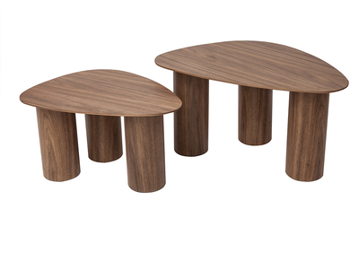Tables basses gigognes design en bois foncé (lot de 2) FOLEEN