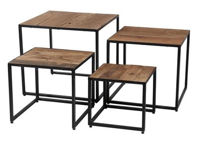 Tables basses gigognes en bois recycl&eacute; et acier (lot de 4) HINDI