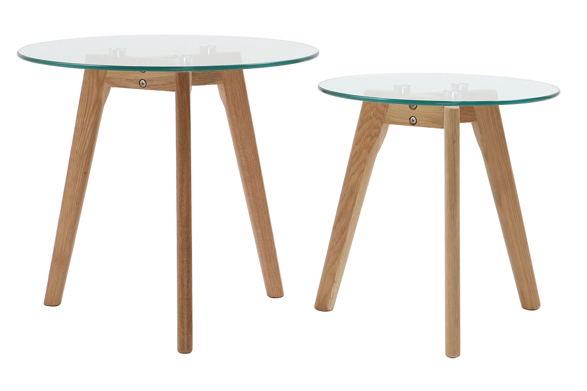 Tables basses gigognes en chne et verre (lot de 2) DAVOS