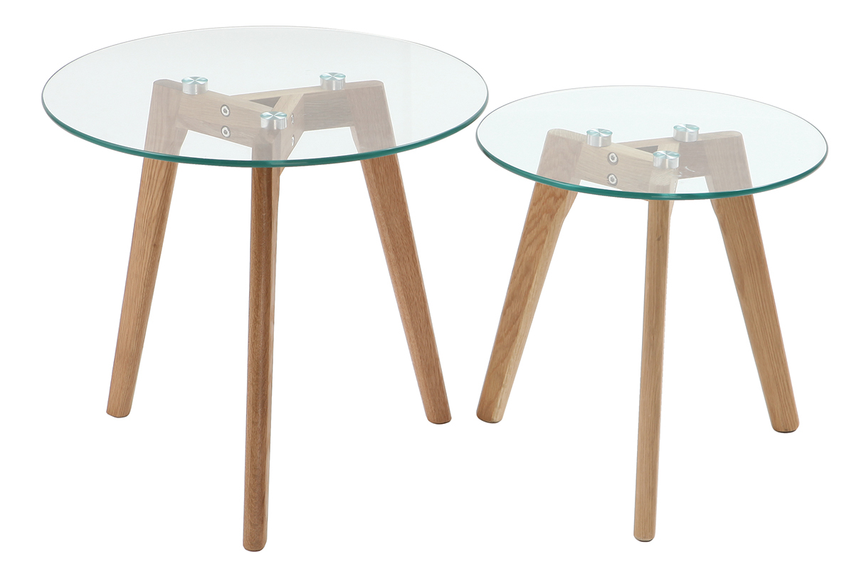 Tables basses gigognes en chne et verre (lot de 2) DAVOS