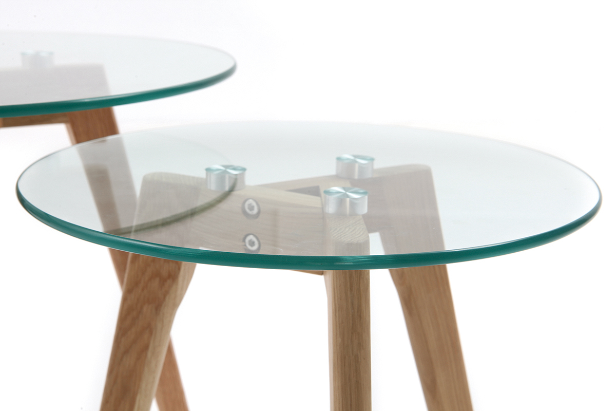 Tables basses gigognes en chne et verre (lot de 2) DAVOS