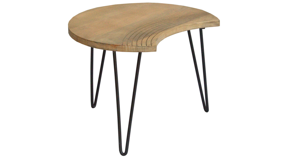 Tables basses gigognes graves bois clair manguier massif et mtal noir (lot de 3) VIBES