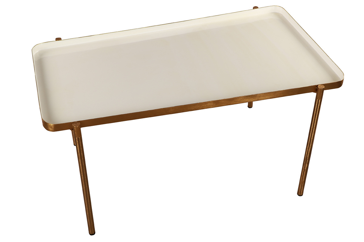 Tables basses gigognes laqu�es blanc et gris fonc� (lot de 2) ZURIA