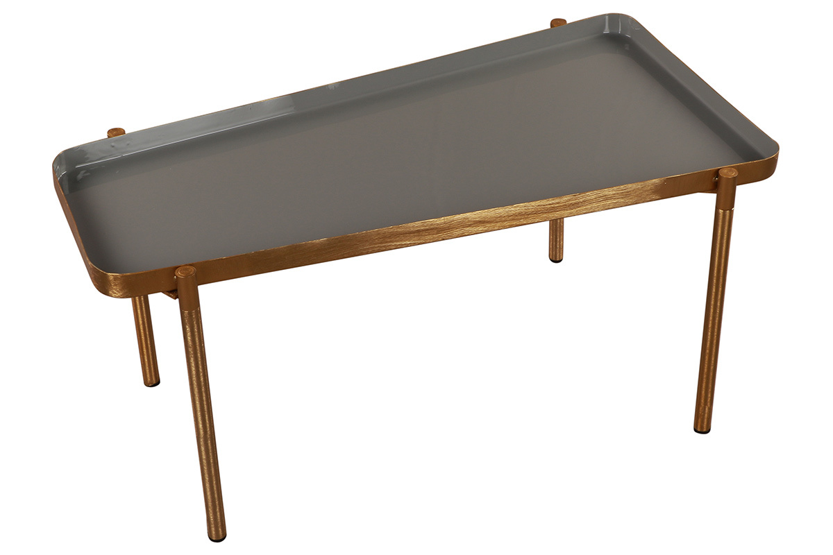 Tables basses gigognes laqu�es blanc et gris fonc� (lot de 2) ZURIA