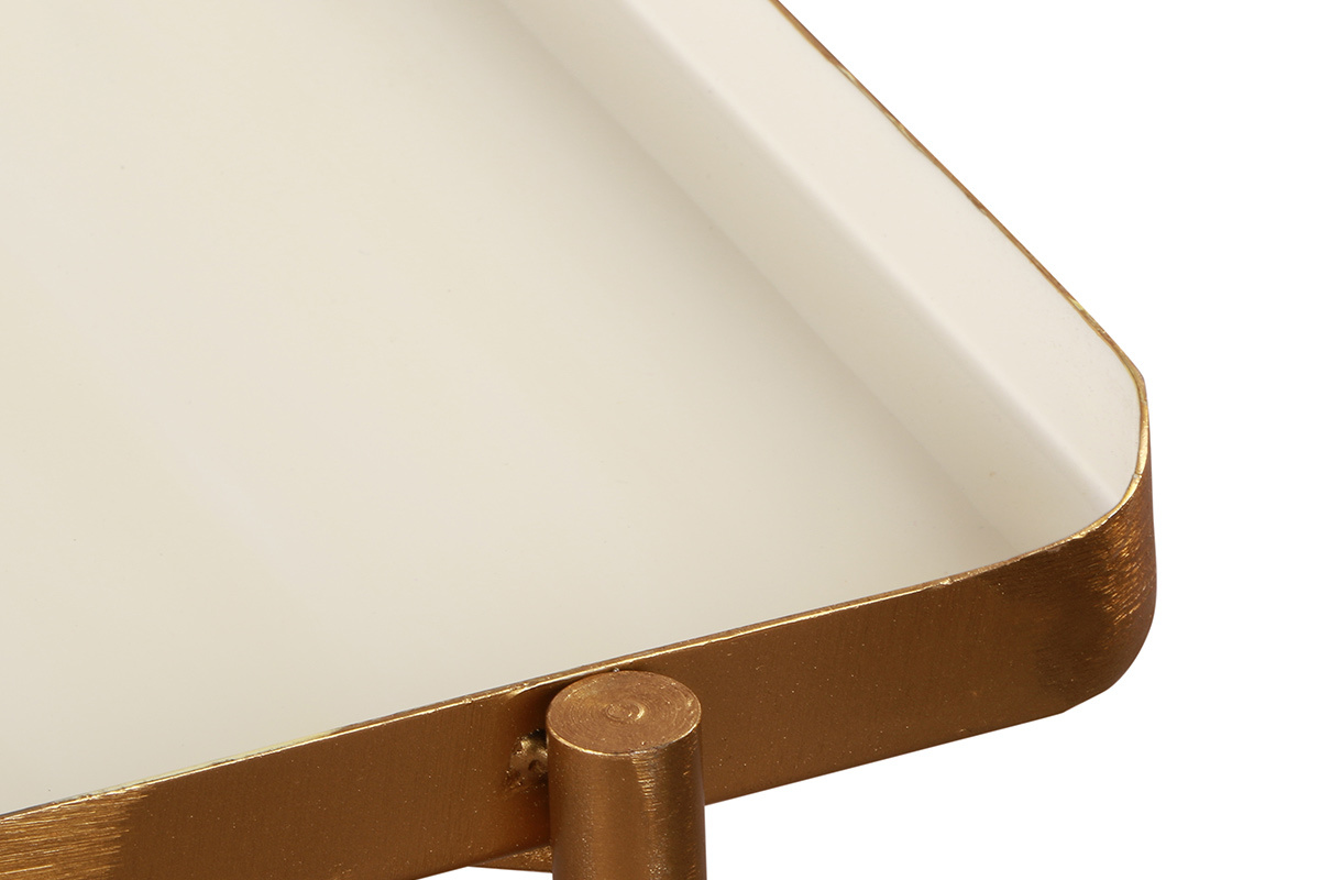 Tables basses gigognes laqu�es blanc et gris fonc� (lot de 2) ZURIA