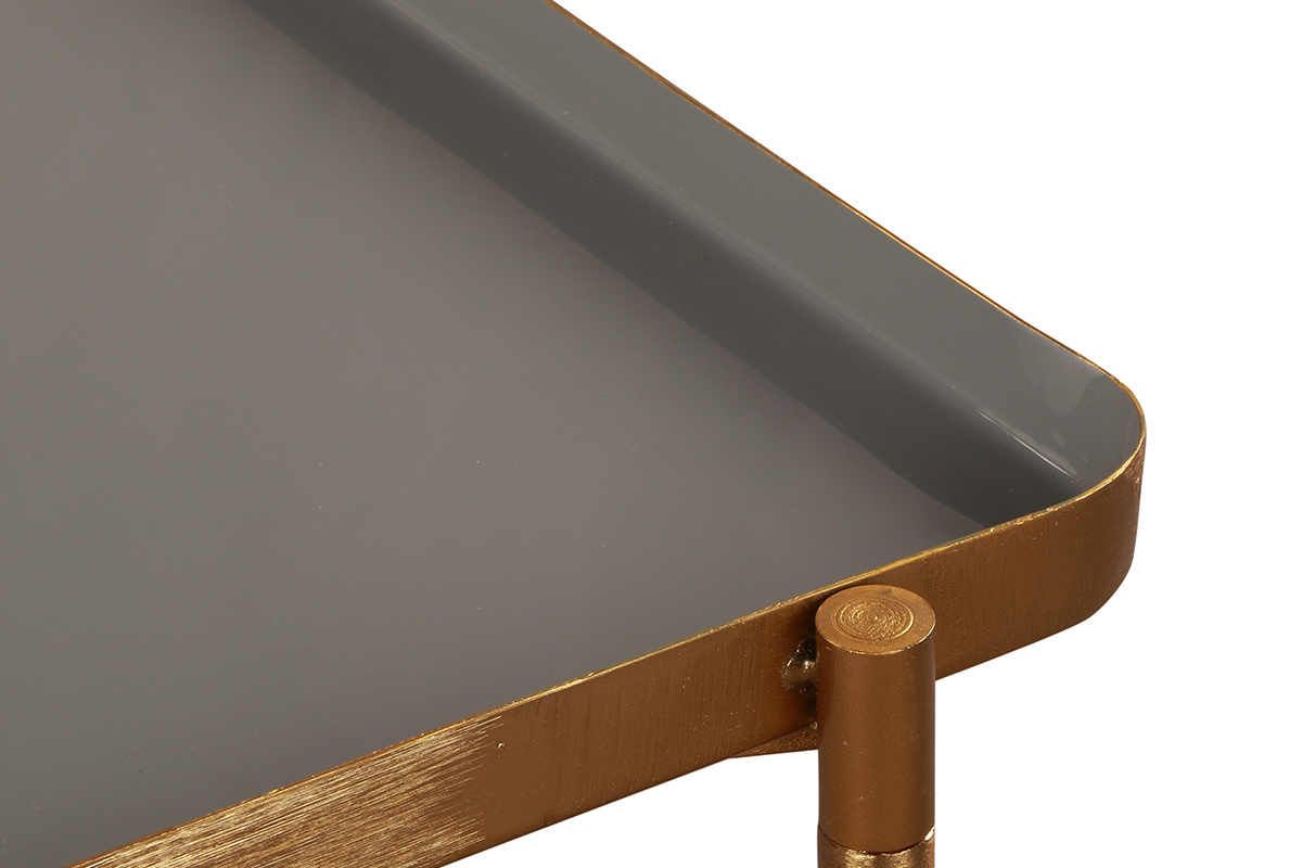 Tables basses gigognes laqu�es blanc et gris fonc� (lot de 2) ZURIA