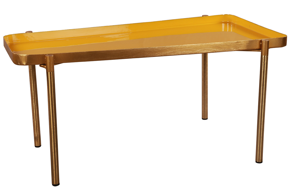 Tables basses gigognes laqu�es bleu canard et moutarde (lot de 2) ZURIA