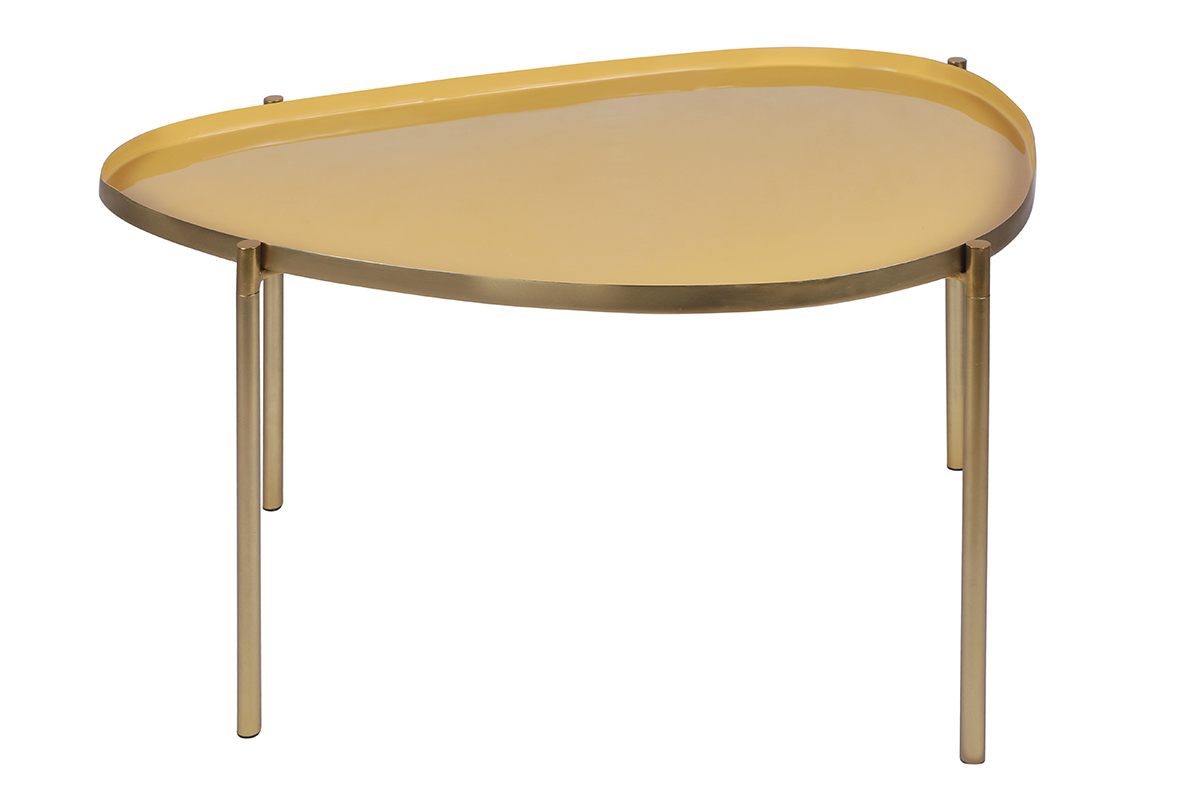 Tables basses gigognes laques moutarde, bleu canard et bleu (lot de 3) ZURIA