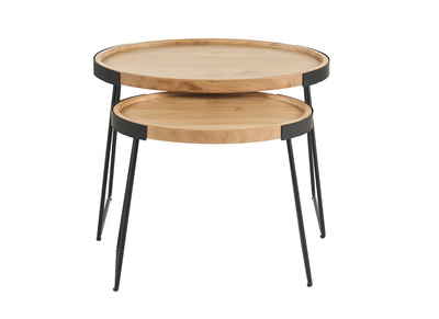 Tables basses gigognes m&eacute;tal et acacia massif ELAVO