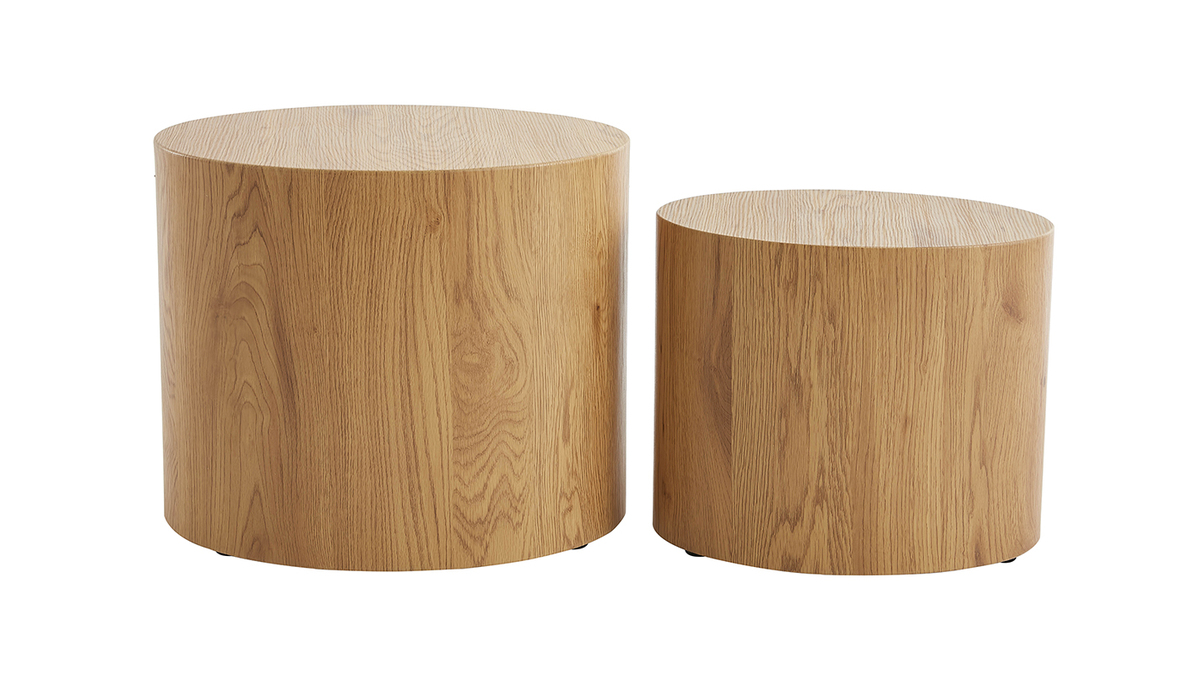 Tables basses gigognes ovales scandinaves bois clair finition chne (lot de 2) WOODY
