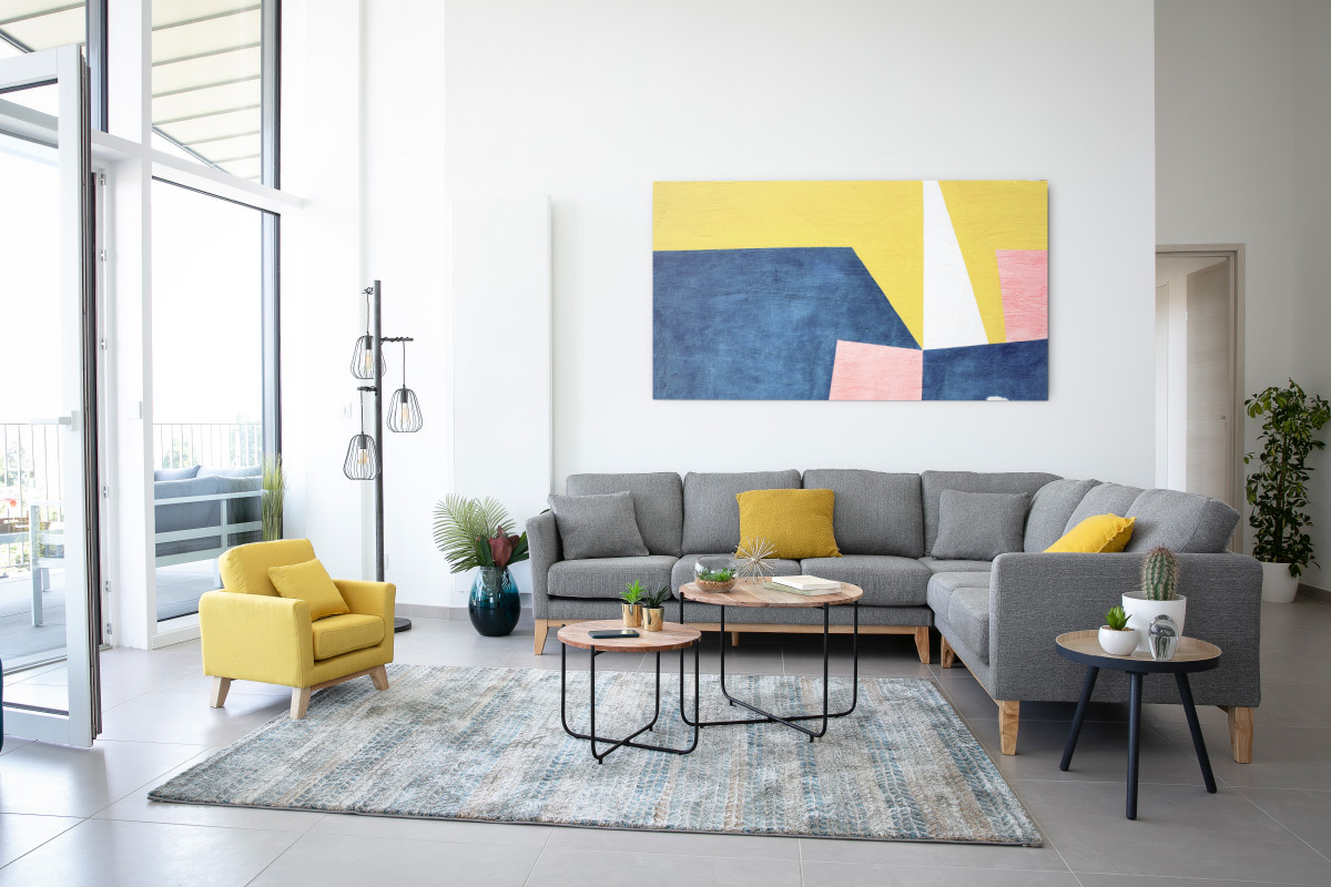 Tables basses gigognes rondes en acacia et m�tal noir (lot de 2) CROSS