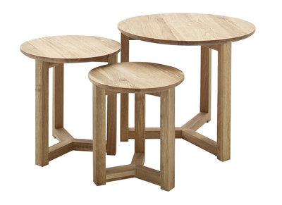 Tables basses gigognes rondes en ch&ecirc;ne massif - lot de 3 DANAKIL