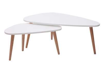Tables basses gigognes scandinaves blanc et bois clair chêne massif (lot de 2) ARTIK