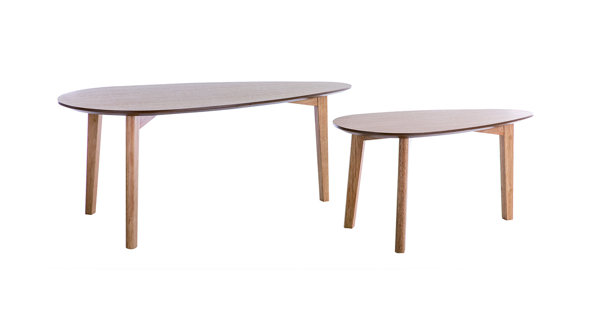 Tables basses gigognes scandinaves bois clair chne (lot de 2) ARTIK