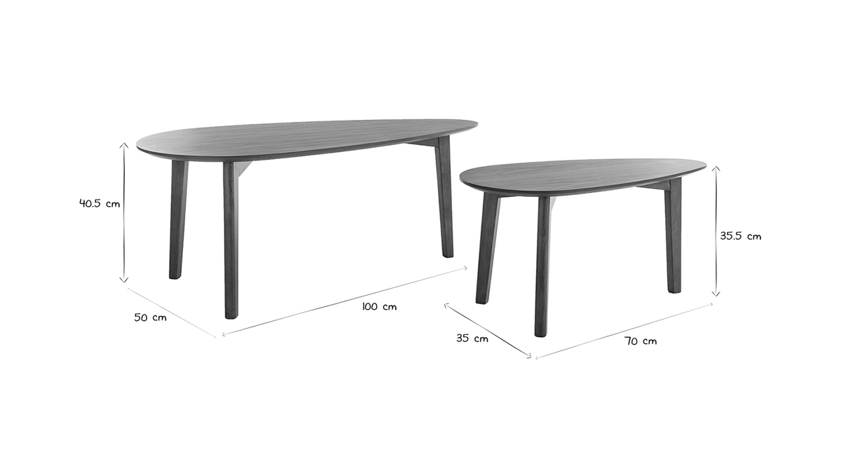 Tables basses gigognes scandinaves bois fonc noyer (lot de 2) ARTIK
