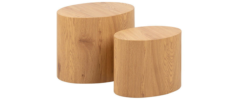 Tables basses ovales bois clair (lot de 2) WOODY
