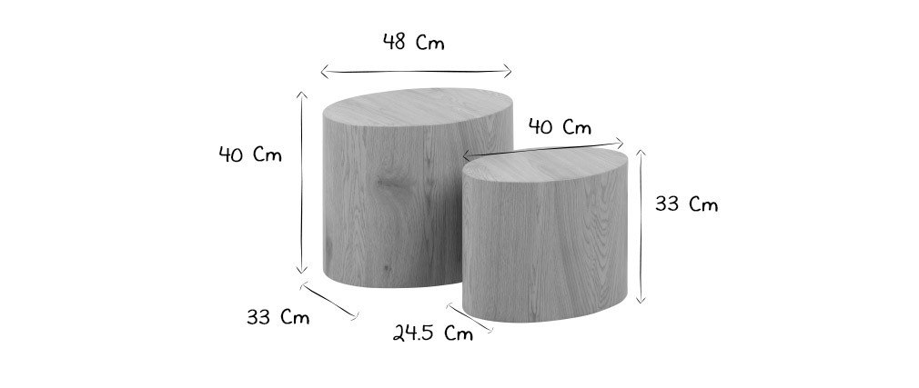 Tables basses ovales bois clair (lot de 2) WOODY