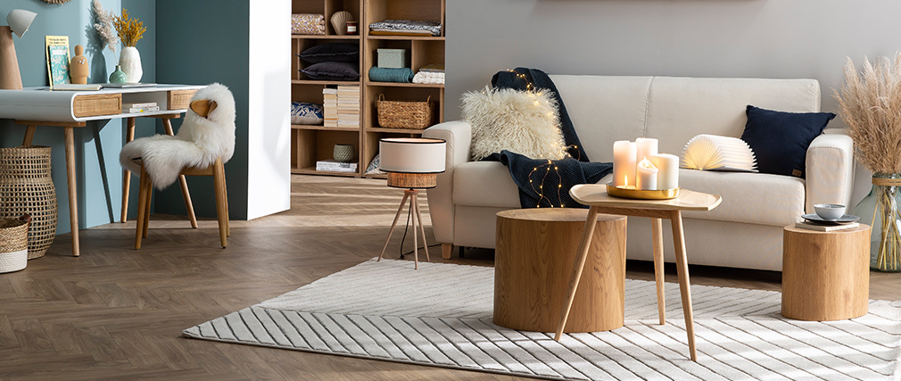 Tables basses ovales bois clair (lot de 2) WOODY