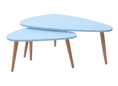 Tables basses scandinaves bleu clair et bois clair (lot de 2) ARTIK