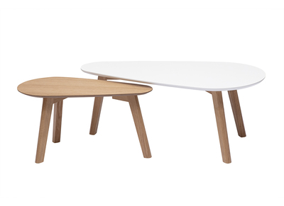 Tables basses scandinaves ch&ecirc;ne et blanc (lot de 2) ARTIK