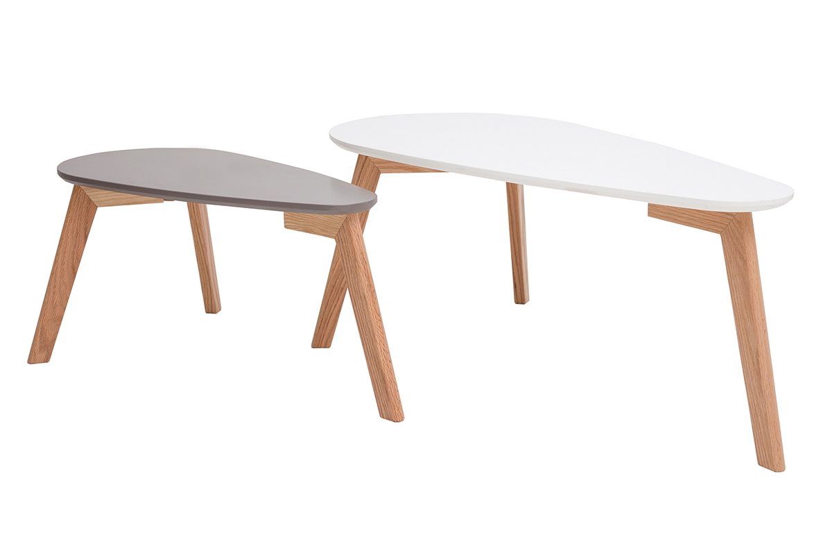 Tables basses scandinaves gris et blanc (lot de 2) ARTIK