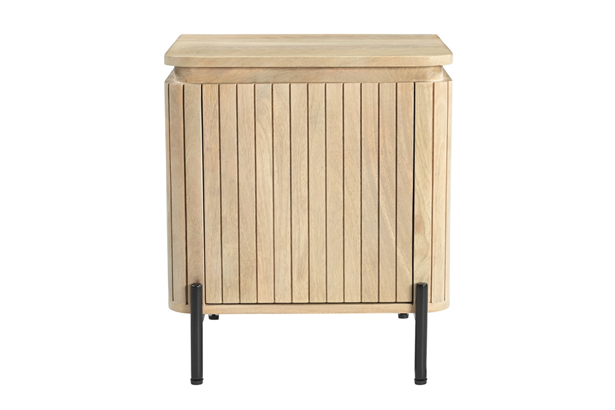 Tables de chevet avec rangements en bois manguier massif et m�tal noir (lot de 2) MERIDA