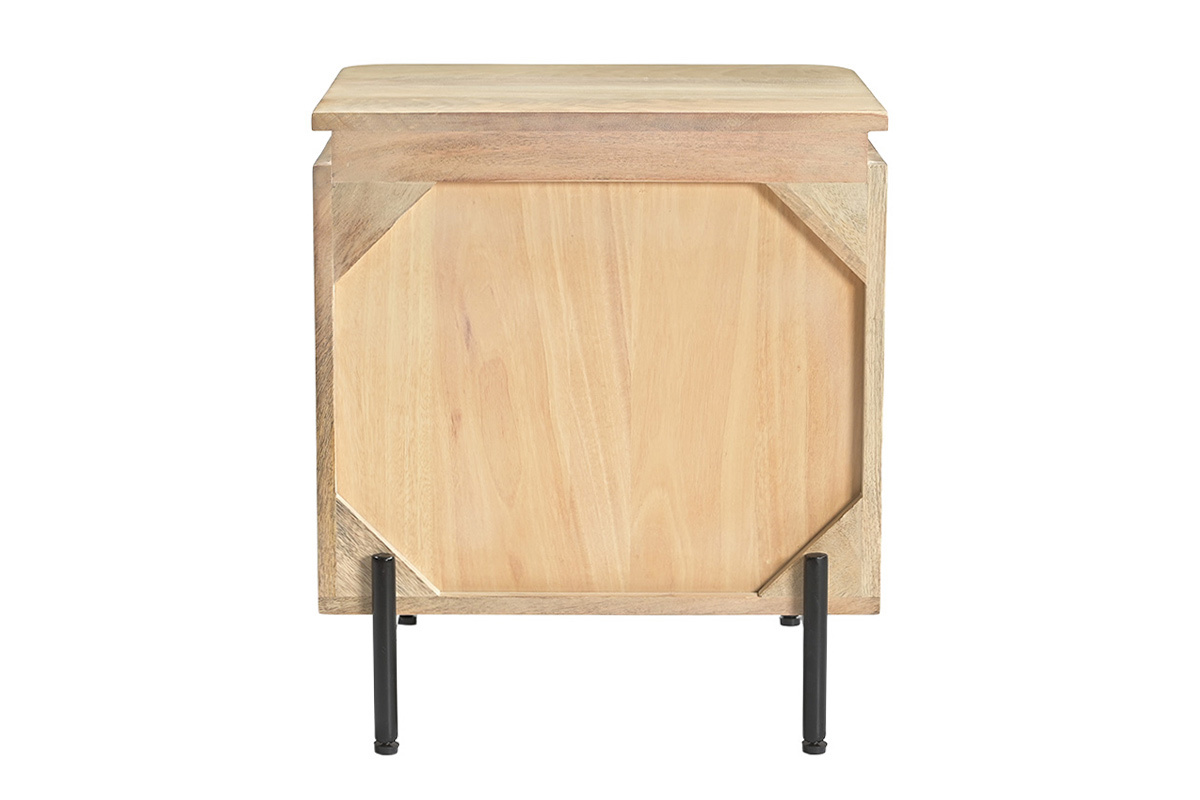 Tables de chevet avec rangements en bois manguier massif et m�tal noir (lot de 2) MERIDA