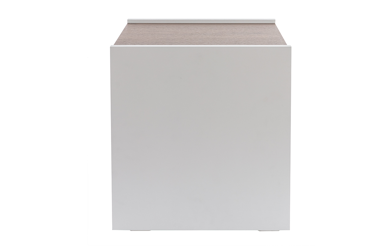 Tables de chevet design avec tiroir blanc mat et finition noyer (lot de 2) VERDI