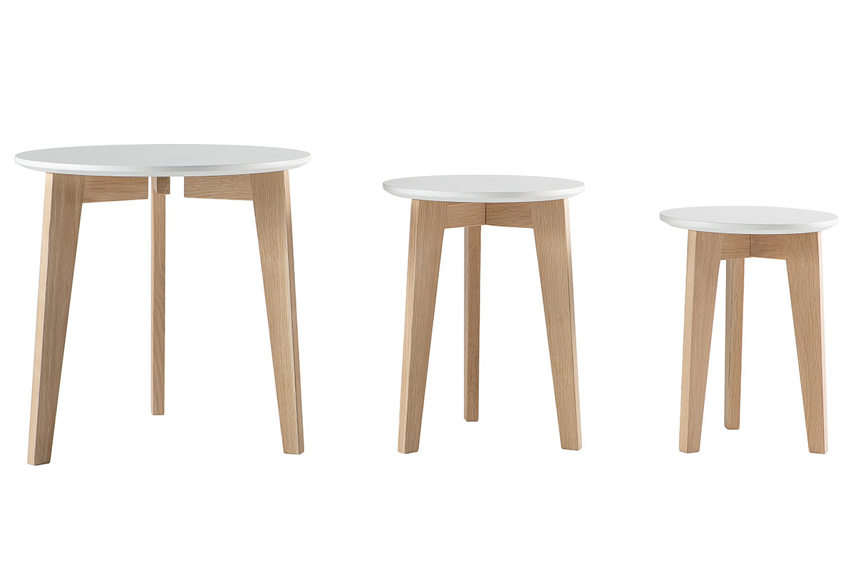 Tables gigognes design laques mat et bois naturel (lot de 3) LARGO