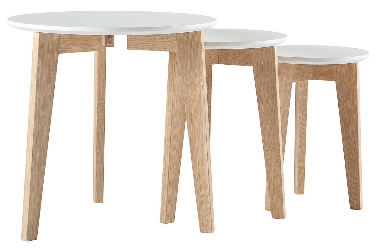 Tables gigognes design laques mat et bois naturel (lot de 3) LARGO