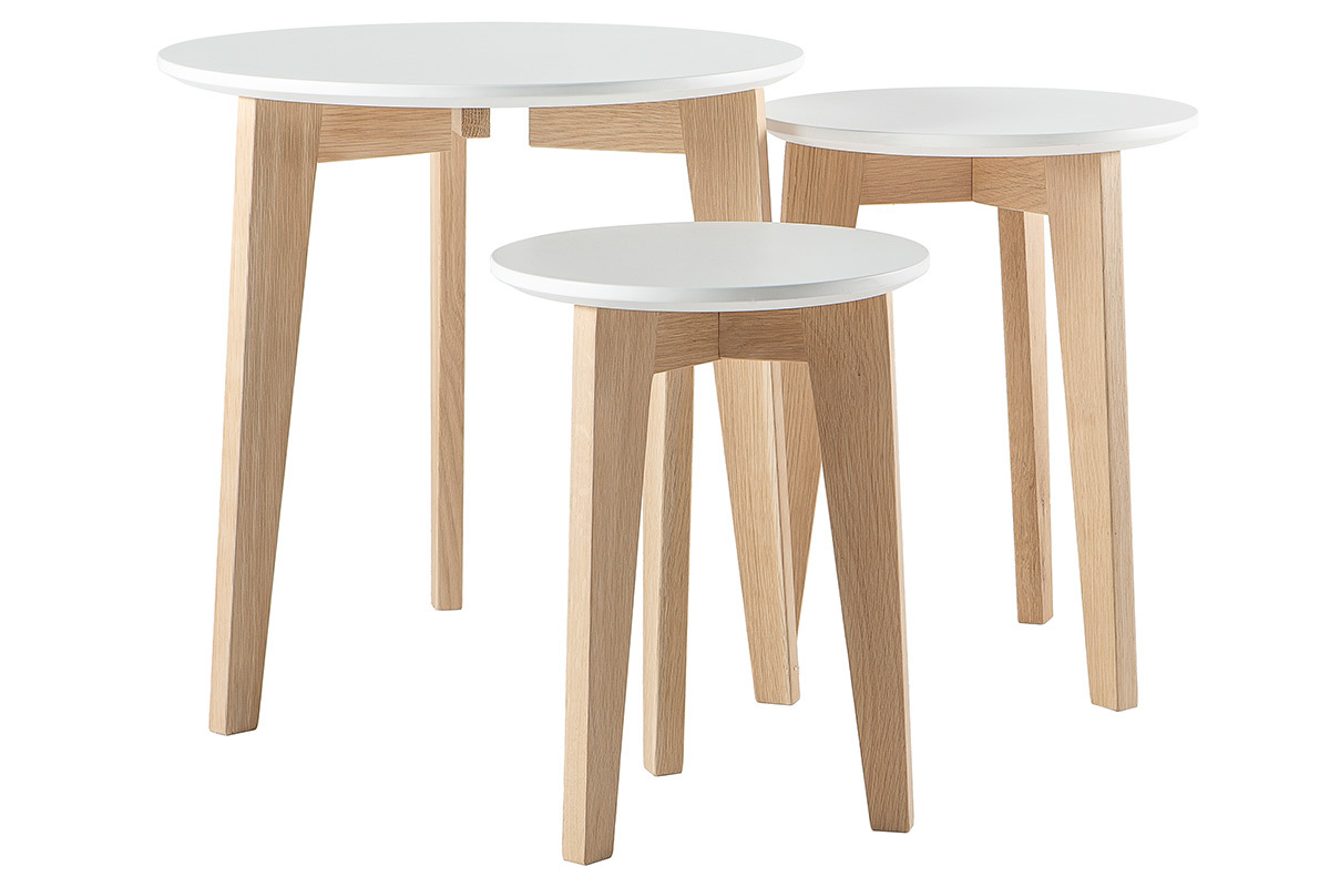 Tables gigognes design laques mat et bois naturel (lot de 3) LARGO