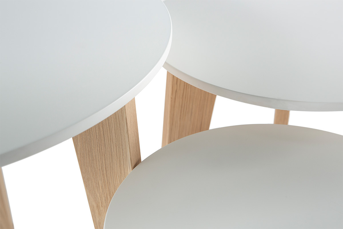 Tables gigognes design laques mat et bois naturel (lot de 3) LARGO