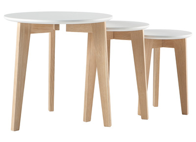 Tables gigognes design laqu&eacute;es mat et bois naturel - lot de 3 LARGO