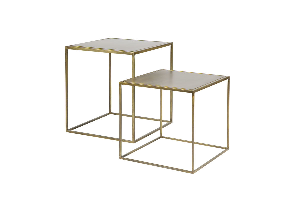 Tables gigognes design m�tal laiton (lot de 2) ERINE