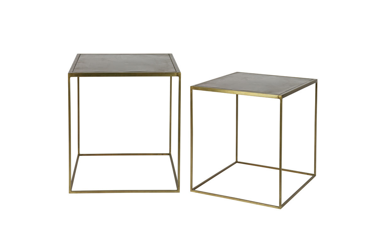 Tables gigognes design m�tal laiton (lot de 2) ERINE