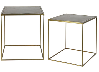 Tables gigognes design m&eacute;tal laiton (lot de 2) ERINE