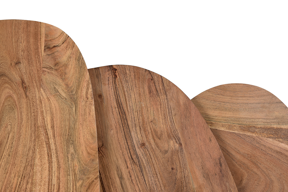 Tables gigognes en acacia massif et mtal (lot de 3) STONES