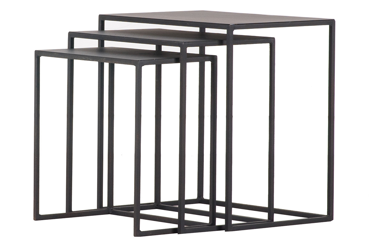 Tables gigognes en m�tal noir KARL
