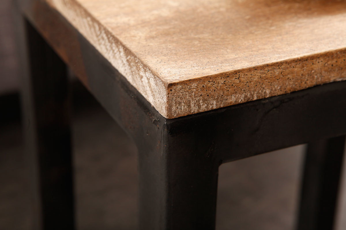 Tables gigognes industrielles m�tal et orme massif (lot de 3) FACTORY