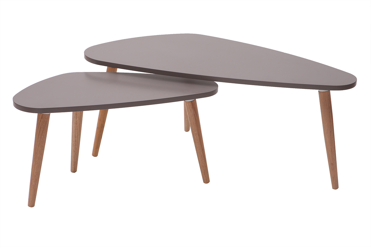 Tables gigognes scandinaves gris clair et bois naturel (lot de 2) ARTIK