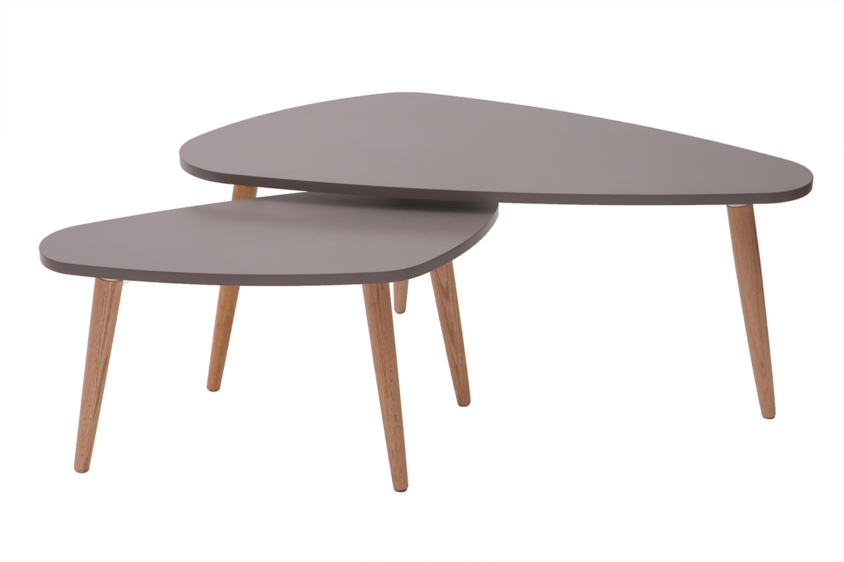 Tables gigognes scandinaves gris clair et bois naturel (lot de 2) ARTIK