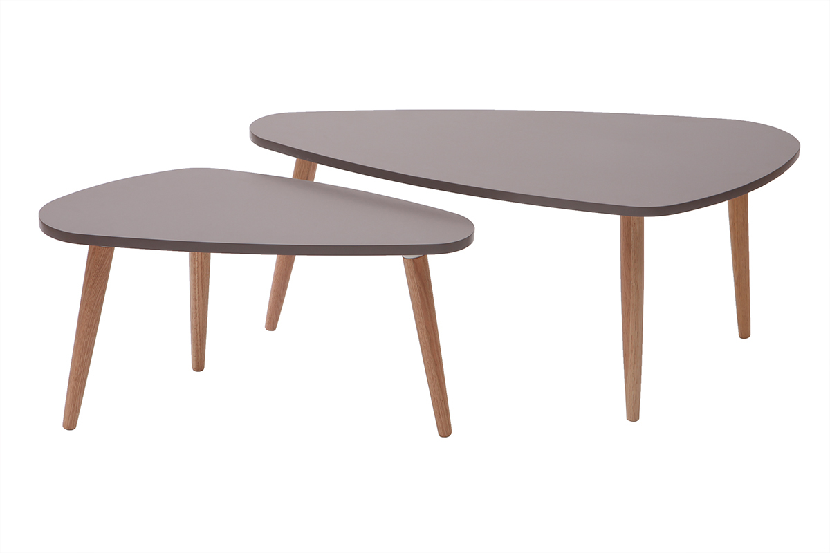 Tables gigognes scandinaves gris clair et bois naturel (lot de 2) ARTIK