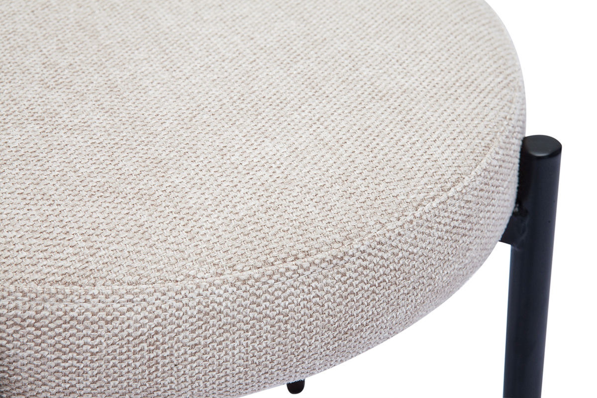 Tabouret bas empilable en tissu effet velours textur beige et mtal noir H41 cm KIKO