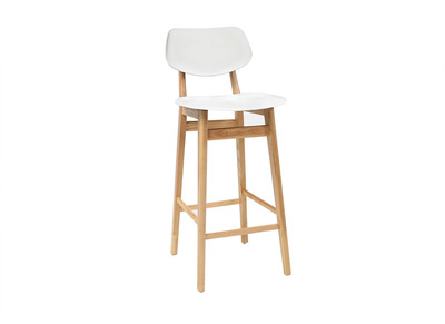 Tabouret / chaise de bar design blanc et bois naturel NORDECO