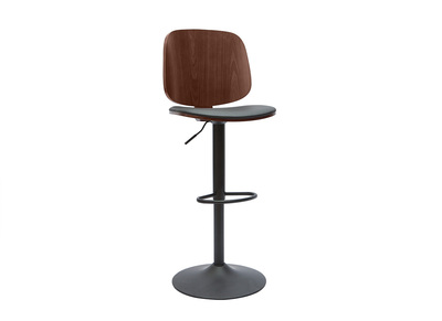 Tabouret de bar ajustable noir et noyer BECK