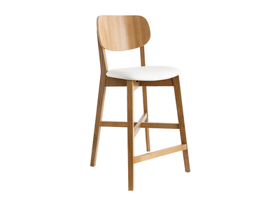 Tabouret de bar bois clair chêne et blanc H65 cm LUCIA