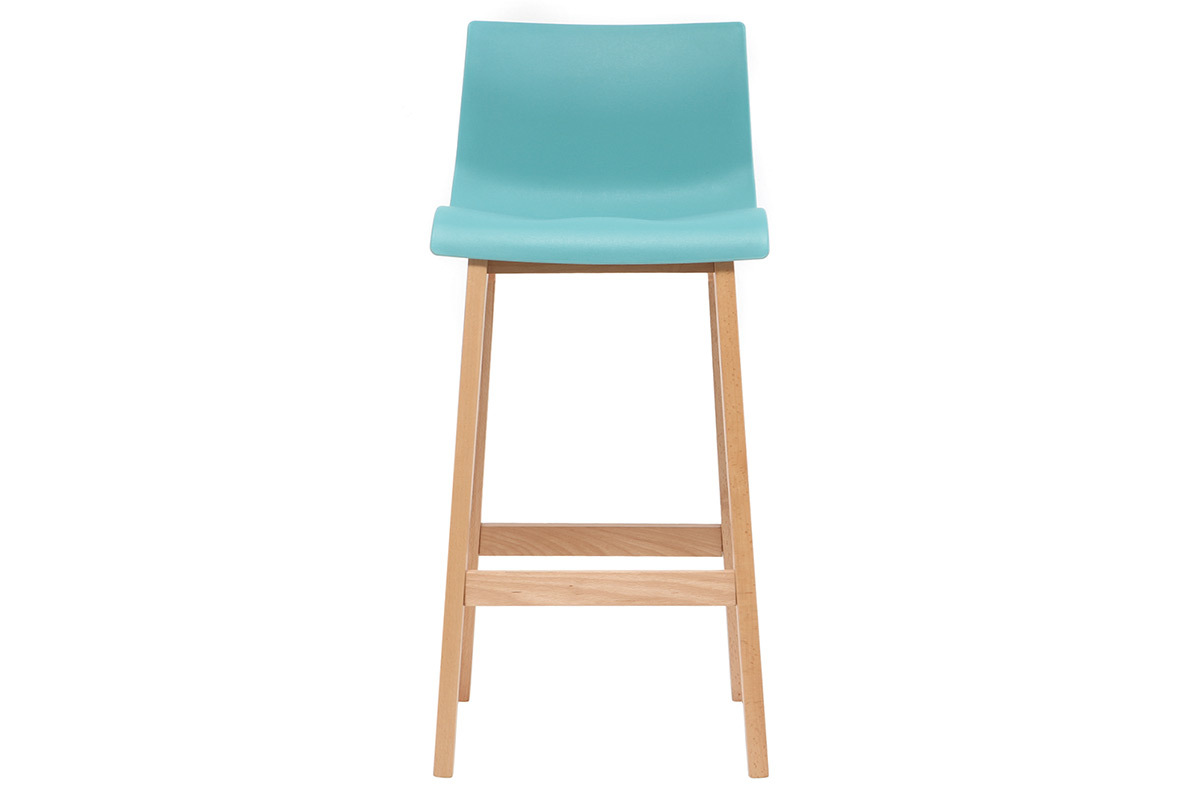 Tabouret de bar bois et turquoise 75 cm (lot de 2) NEW SURF