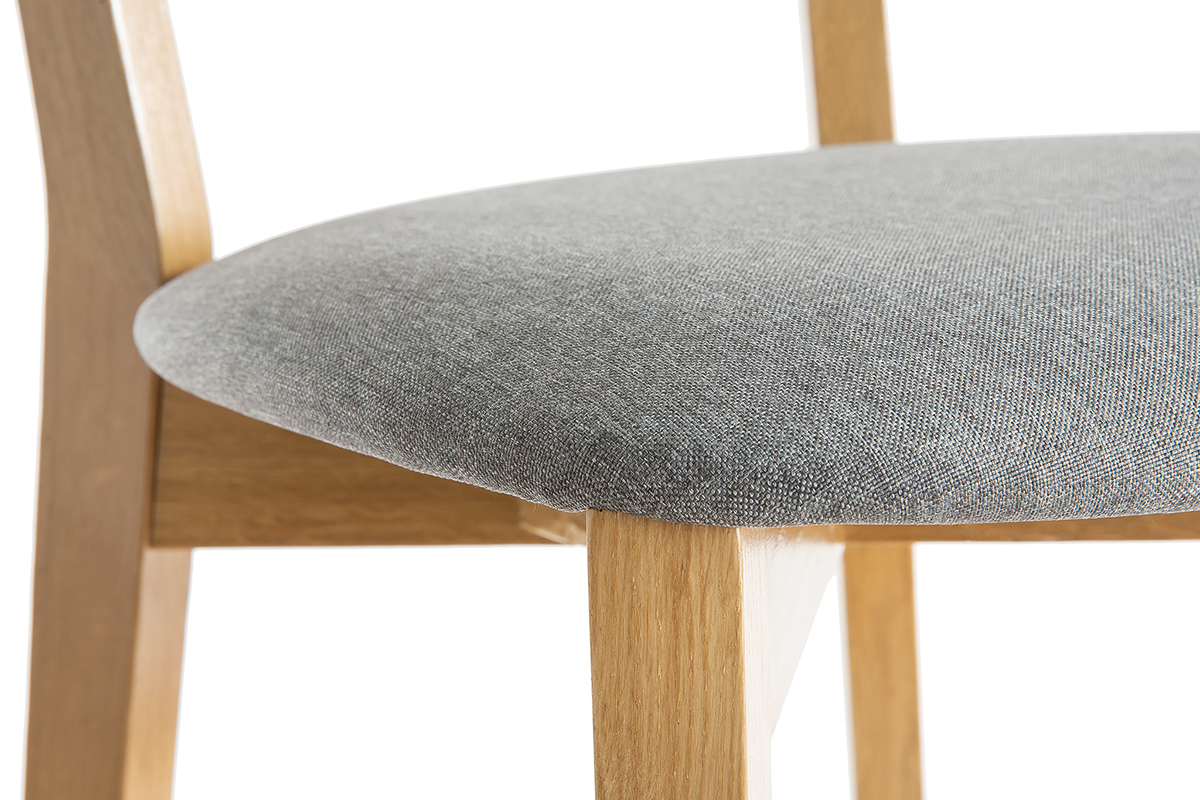 Tabouret de bar chne et assise gris chin H75 cm LUCIA
